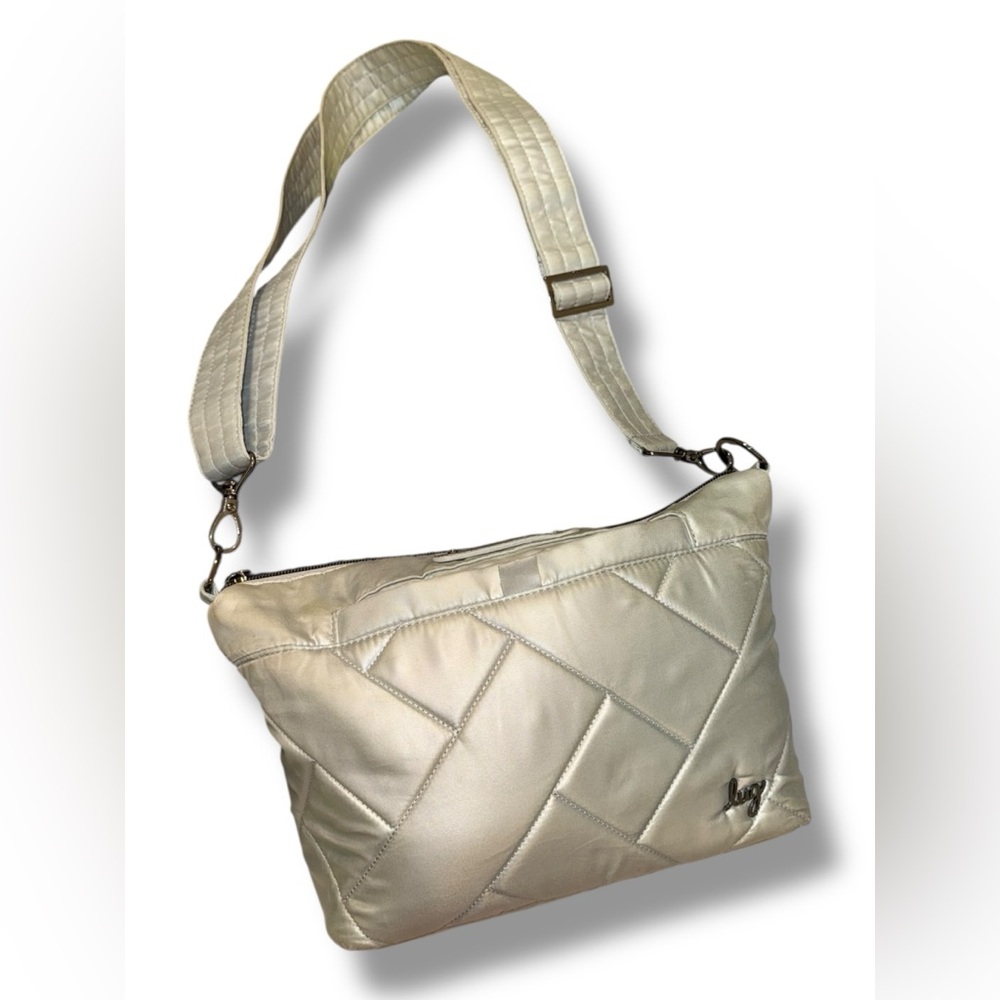 🤍Lug Flare 2 Crossbody bag with 2 straps Silver Quilted RFID - Picture 2 of 15